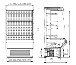 Холодильная витрина Полюс Carboma ВХСп-1,3 (ВХСд-1,3 Горка)
